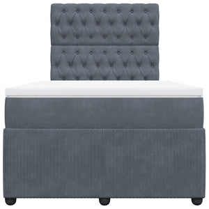 Κρεβάτι Boxspring με Στρώμα Σκούρο Γκρι 120x190 εκ. Βελούδινο