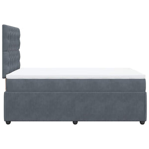 Κρεβάτι Boxspring με Στρώμα Σκούρο Γκρι 120x190 εκ. Βελούδινο