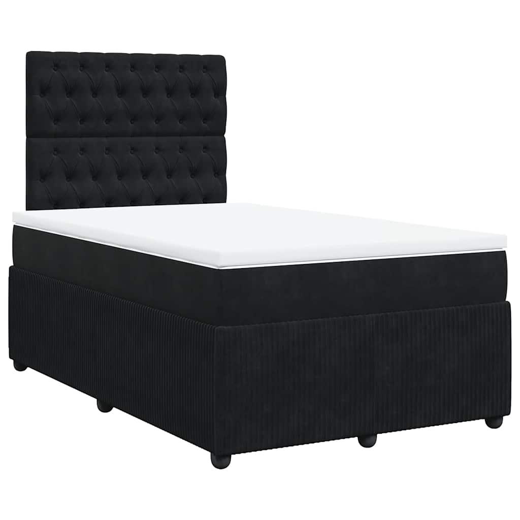 Κρεβάτι Boxspring με Στρώμα Μαύρο 120x190 εκ. Βελούδινο - Pakobazaar
