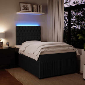 Κρεβάτι Boxspring με Στρώμα Μαύρο 120x190 εκ. Βελούδινο - Pakobazaar
