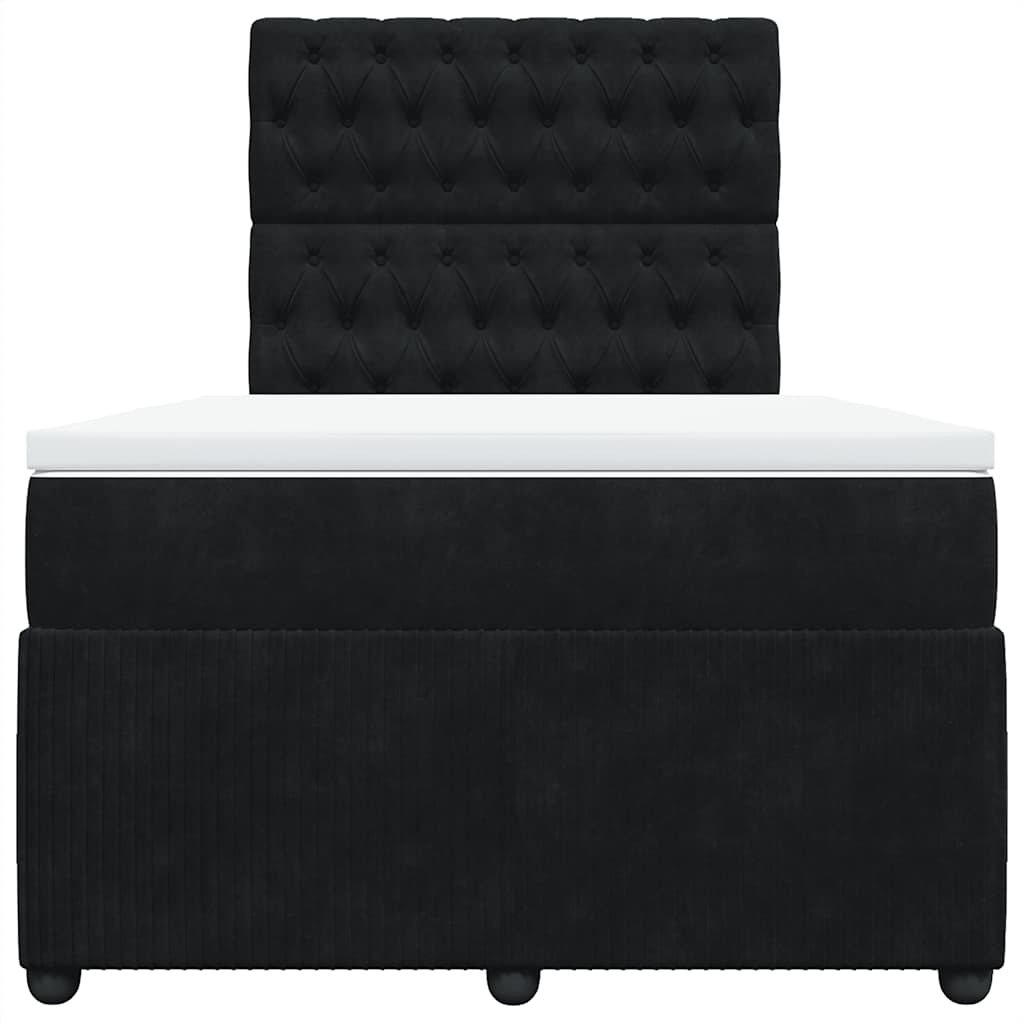 Κρεβάτι Boxspring με Στρώμα Μαύρο 120x190 εκ. Βελούδινο - Pakobazaar