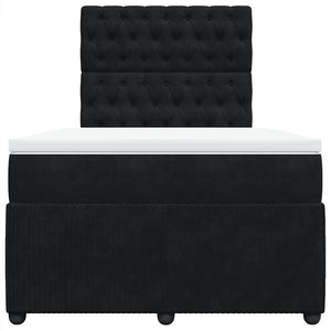 Κρεβάτι Boxspring με Στρώμα Μαύρο 120x190 εκ. Βελούδινο - Pakobazaar