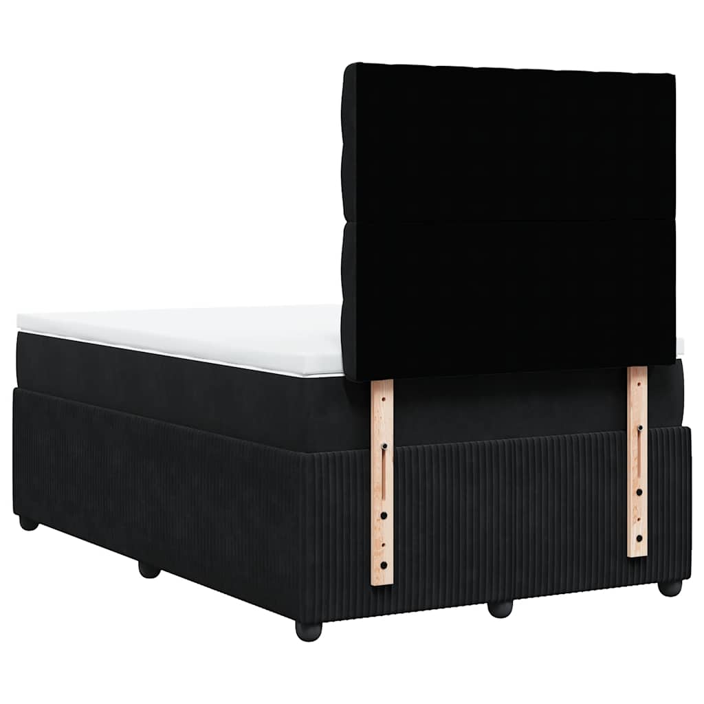 Κρεβάτι Boxspring με Στρώμα Μαύρο 120x190 εκ. Βελούδινο - Pakobazaar