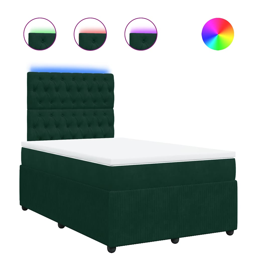 Κρεβάτι Boxspring με Στρώμα Σκούρο Πράσινο 120x190εκ. Βελούδινο - Pakobazaar