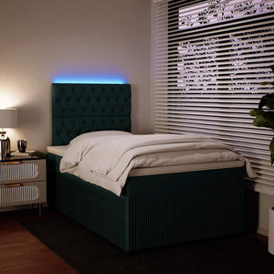Κρεβάτι Boxspring με Στρώμα Σκούρο Πράσινο 120x190εκ. Βελούδινο - Pakobazaar