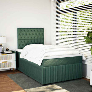 Κρεβάτι Boxspring με Στρώμα Σκούρο Πράσινο 120x190εκ. Βελούδινο - Pakobazaar