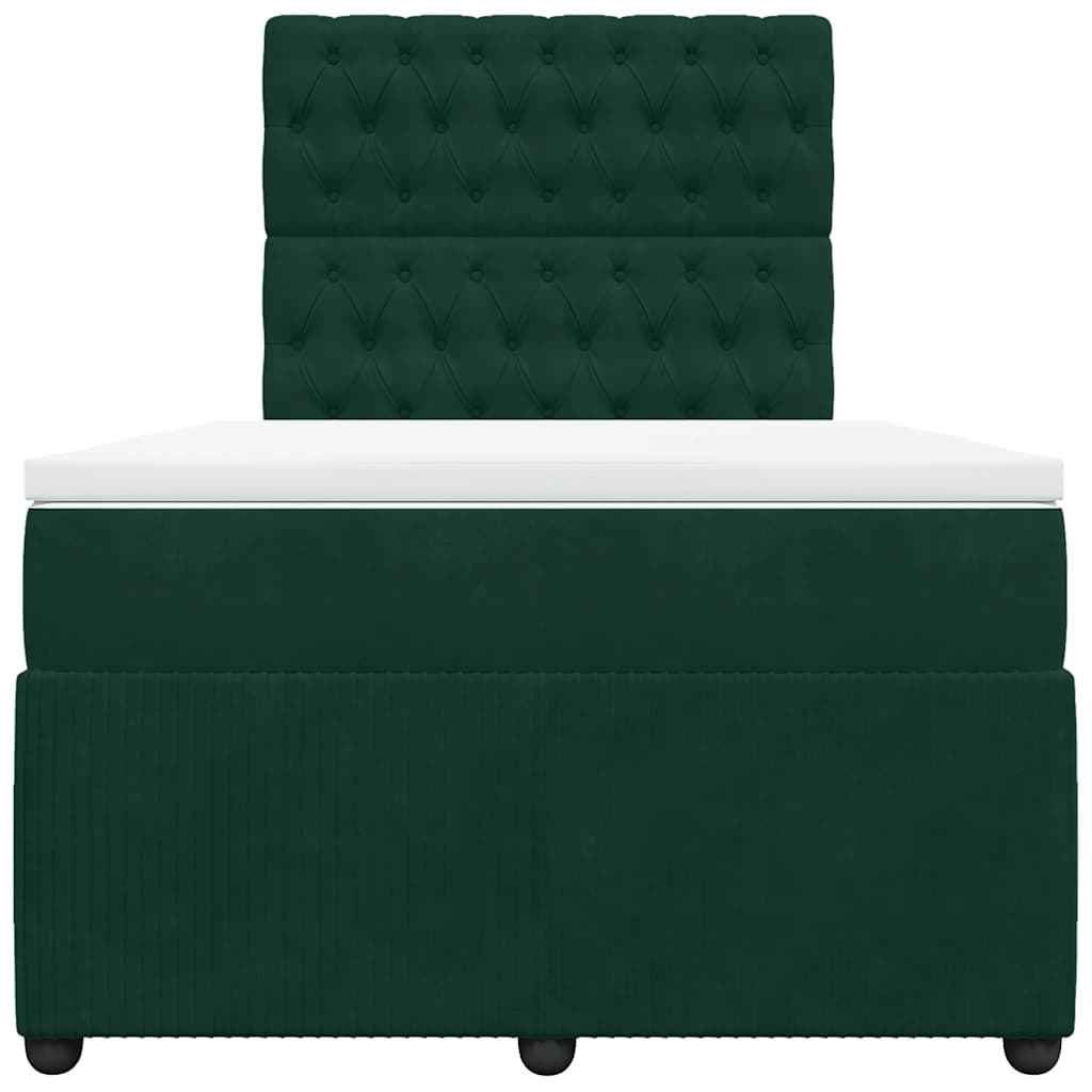 Κρεβάτι Boxspring με Στρώμα Σκούρο Πράσινο 120x190εκ. Βελούδινο - Pakobazaar