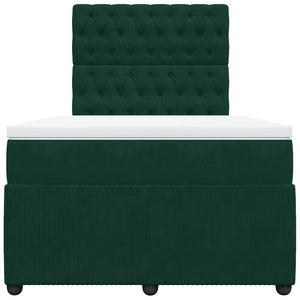 Κρεβάτι Boxspring με Στρώμα Σκούρο Πράσινο 120x190εκ. Βελούδινο - Pakobazaar