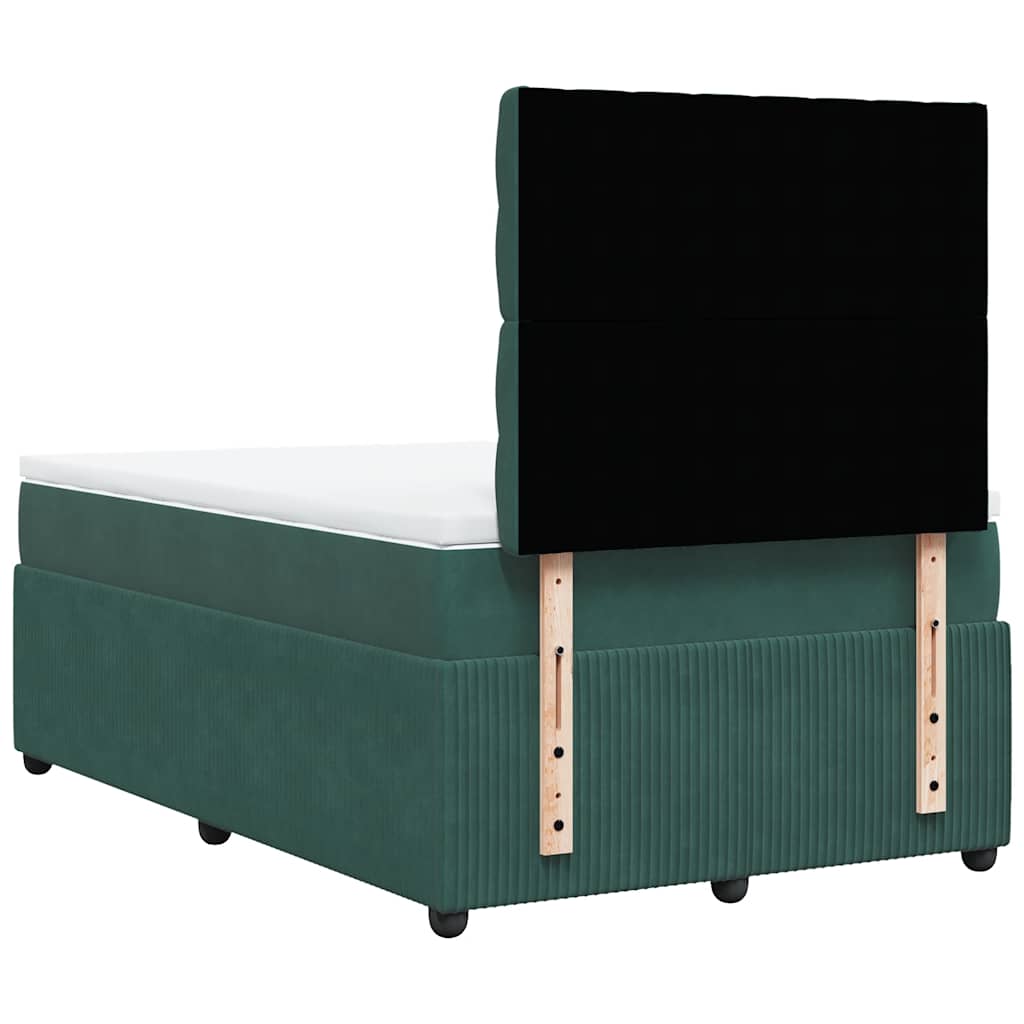 Κρεβάτι Boxspring με Στρώμα Σκούρο Πράσινο 120x190εκ. Βελούδινο - Pakobazaar