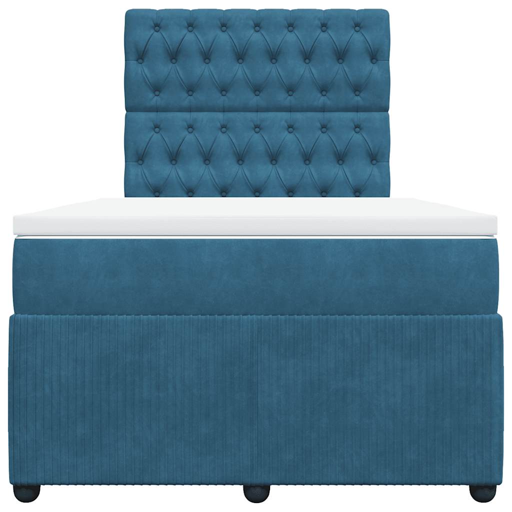 Κρεβάτι Boxspring με Στρώμα Μπλε 120x190 εκ. Βελούδινο