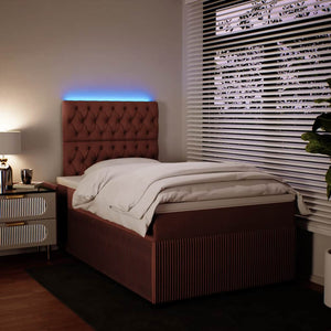 Κρεβάτι Boxspring με Στρώμα Ροζ 120x190 εκ. Βελούδινο - Pakobazaar