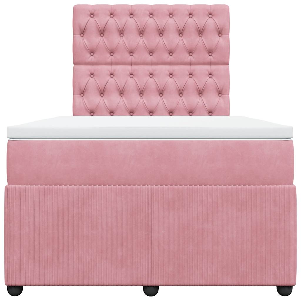 Κρεβάτι Boxspring με Στρώμα Ροζ 120x190 εκ. Βελούδινο - Pakobazaar