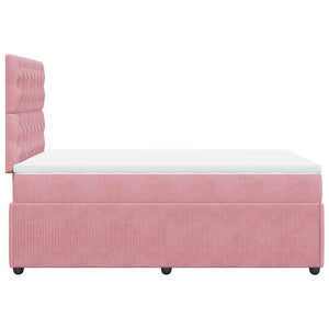 Κρεβάτι Boxspring με Στρώμα Ροζ 120x190 εκ. Βελούδινο - Pakobazaar