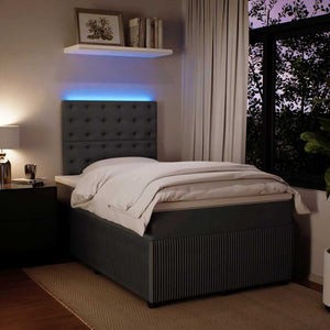 Κρεβάτι Boxspring με Στρώμα Σκούρο Γκρι 120x190 εκ. Βελούδινο - Pakobazaar