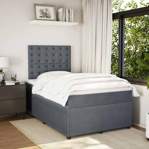 Κρεβάτι Boxspring με Στρώμα Σκούρο Γκρι 120x190 εκ. Βελούδινο - Pakobazaar