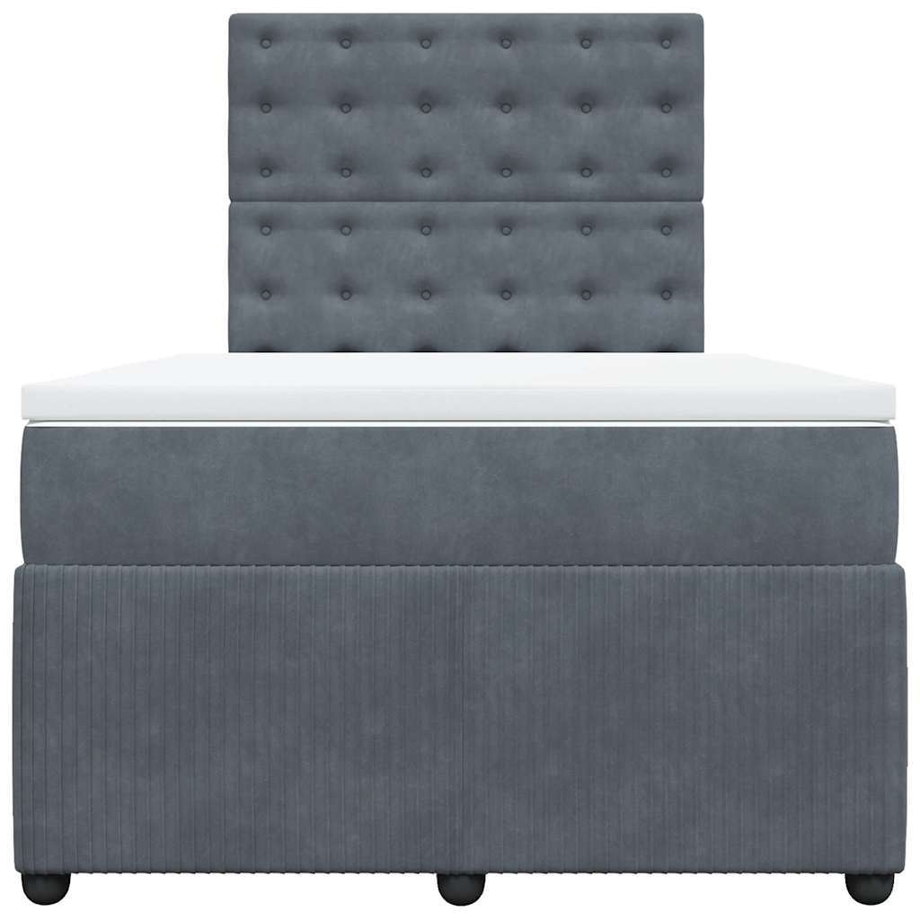Κρεβάτι Boxspring με Στρώμα Σκούρο Γκρι 120x190 εκ. Βελούδινο - Pakobazaar