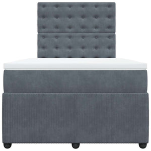Κρεβάτι Boxspring με Στρώμα Σκούρο Γκρι 120x190 εκ. Βελούδινο - Pakobazaar
