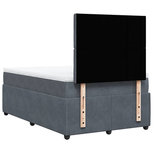 Κρεβάτι Boxspring με Στρώμα Σκούρο Γκρι 120x190 εκ. Βελούδινο - Pakobazaar