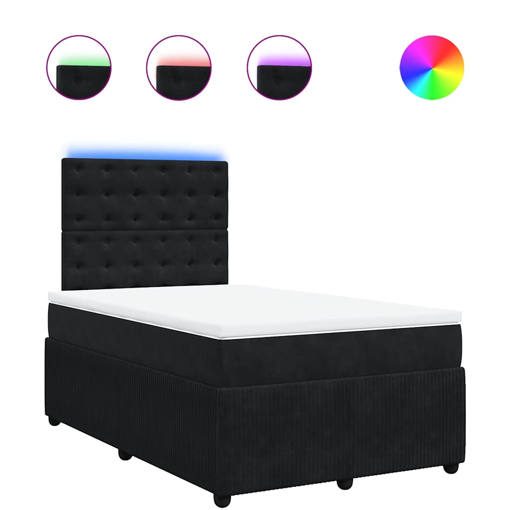 Κρεβάτι Boxspring με Στρώμα Μαύρο 120x190 εκ. Βελούδινο - Pakobazaar