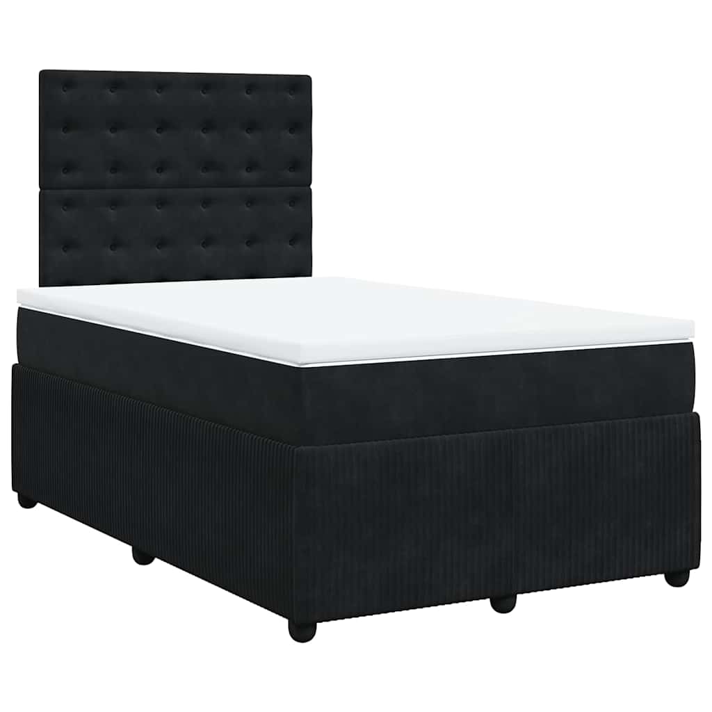 Κρεβάτι Boxspring με Στρώμα Μαύρο 120x190 εκ. Βελούδινο - Pakobazaar