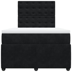 Κρεβάτι Boxspring με Στρώμα Μαύρο 120x190 εκ. Βελούδινο - Pakobazaar