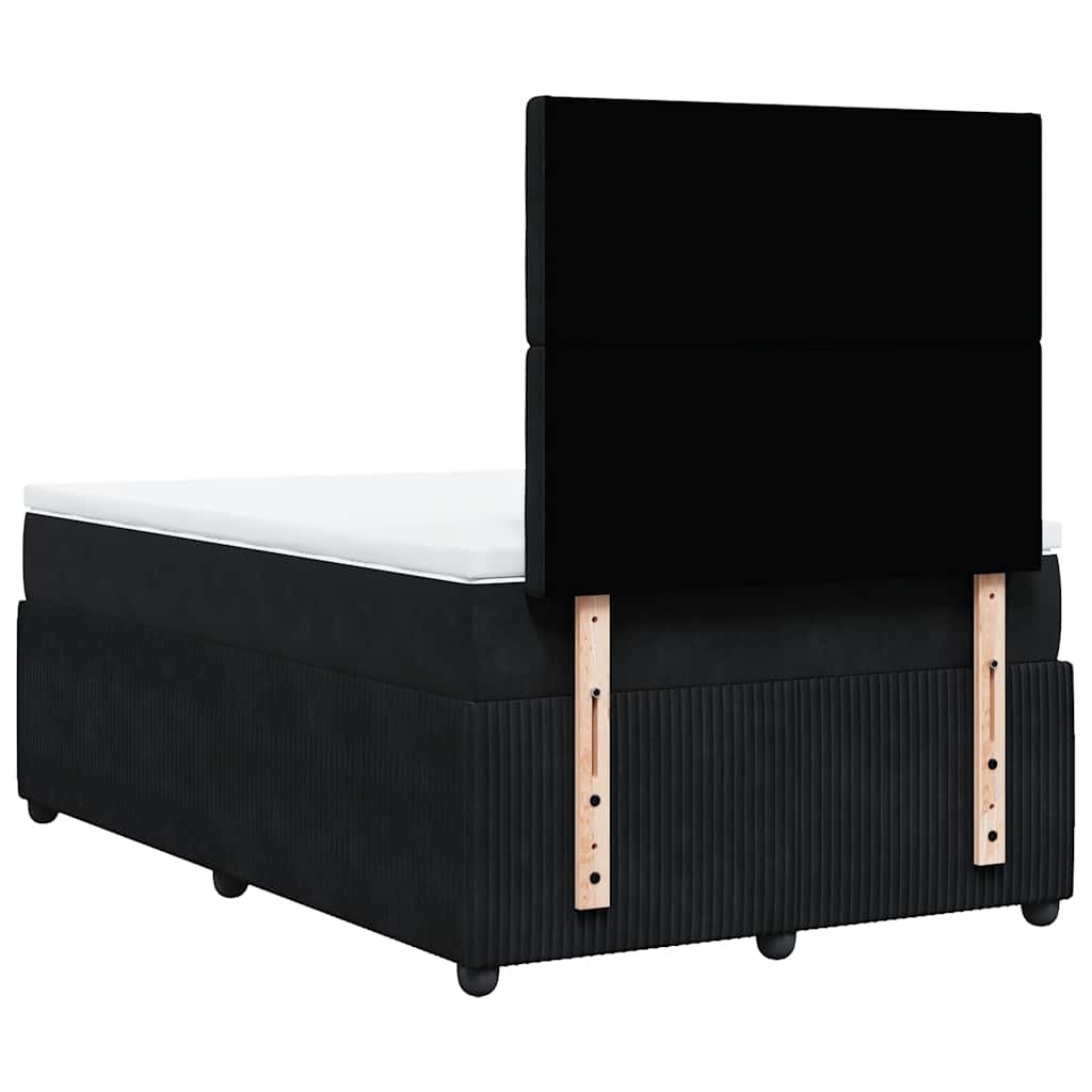 Κρεβάτι Boxspring με Στρώμα Μαύρο 120x190 εκ. Βελούδινο - Pakobazaar