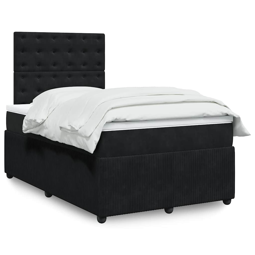 Κρεβάτι Boxspring με Στρώμα Μαύρο 120x190 εκ. Βελούδινο - Pakobazaar