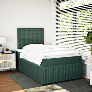 Κρεβάτι Boxspring με Στρώμα Σκούρο Πράσινο 120x190εκ. Βελούδινο - Pakobazaar