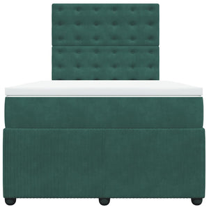 Κρεβάτι Boxspring με Στρώμα Σκούρο Πράσινο 120x190εκ. Βελούδινο - Pakobazaar