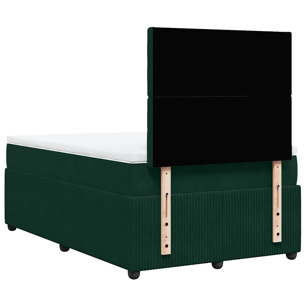 Κρεβάτι Boxspring με Στρώμα Σκούρο Πράσινο 120x190εκ. Βελούδινο - Pakobazaar