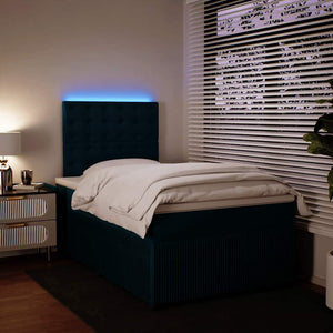 Κρεβάτι Boxspring με Στρώμα Μπλε 120x190 εκ. Βελούδινο