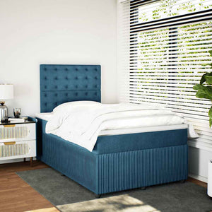 Κρεβάτι Boxspring με Στρώμα Μπλε 120x190 εκ. Βελούδινο
