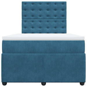 Κρεβάτι Boxspring με Στρώμα Μπλε 120x190 εκ. Βελούδινο