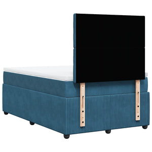 Κρεβάτι Boxspring με Στρώμα Μπλε 120x190 εκ. Βελούδινο