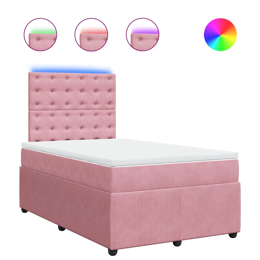 Κρεβάτι Boxspring με Στρώμα Ροζ 120x190 εκ. Βελούδινο - Pakobazaar