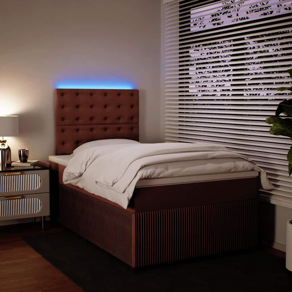 Κρεβάτι Boxspring με Στρώμα Ροζ 120x190 εκ. Βελούδινο - Pakobazaar
