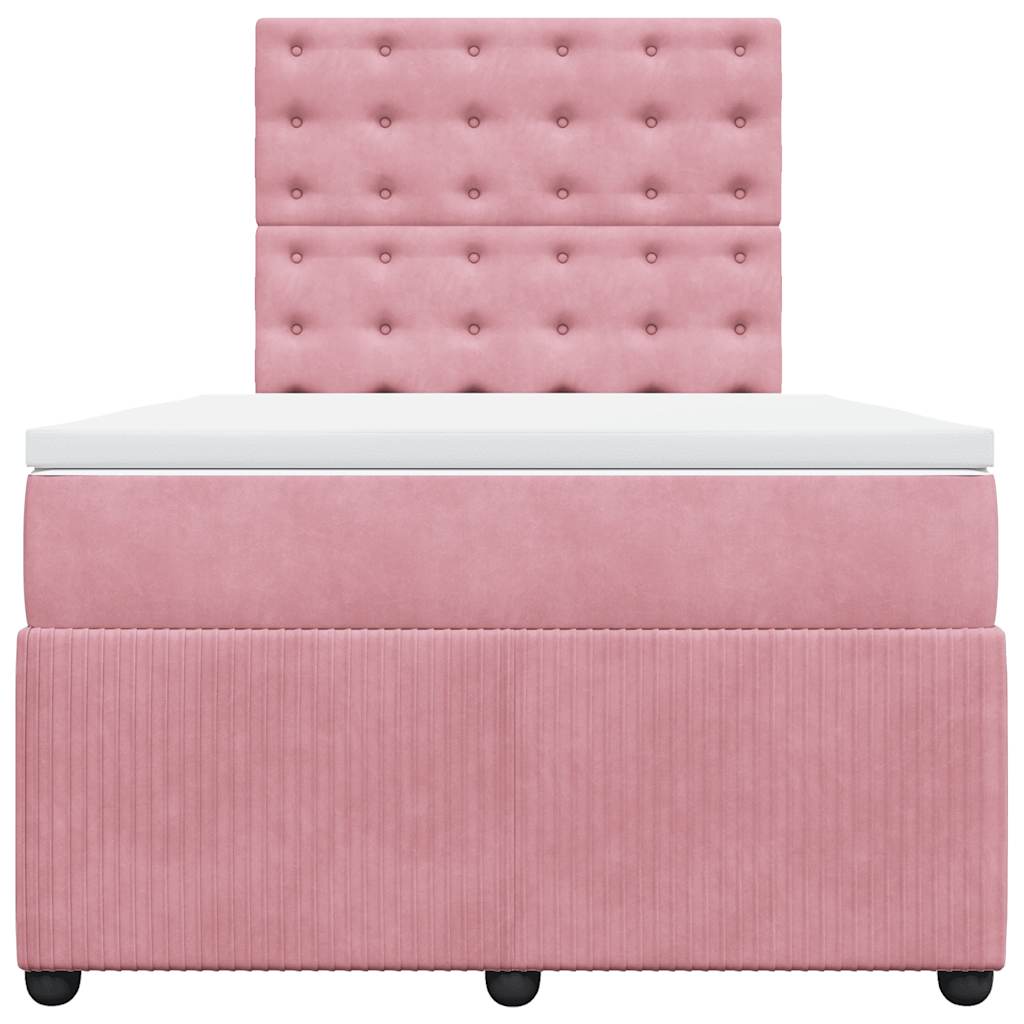 Κρεβάτι Boxspring με Στρώμα Ροζ 120x190 εκ. Βελούδινο - Pakobazaar