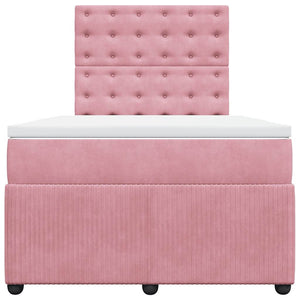 Κρεβάτι Boxspring με Στρώμα Ροζ 120x190 εκ. Βελούδινο - Pakobazaar