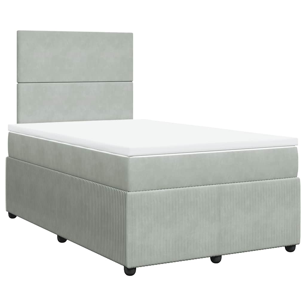 Κρεβάτι Boxspring με Στρώμα Ανοιχτό Γκρι 120x200 εκ. Βελούδινο - Pakobazaar