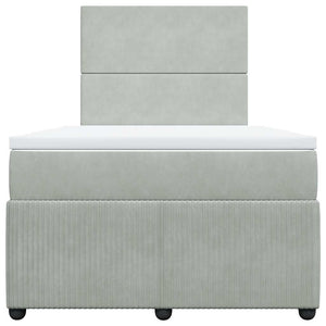 Κρεβάτι Boxspring με Στρώμα Ανοιχτό Γκρι 120x200 εκ. Βελούδινο - Pakobazaar