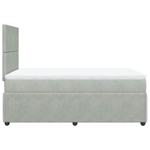 Κρεβάτι Boxspring με Στρώμα Ανοιχτό Γκρι 120x200 εκ. Βελούδινο - Pakobazaar