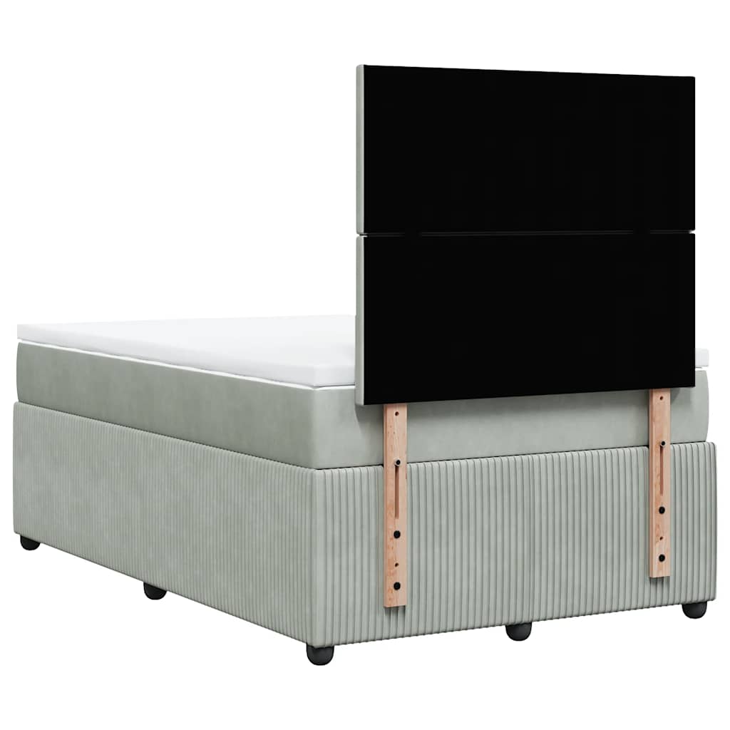 Κρεβάτι Boxspring με Στρώμα Ανοιχτό Γκρι 120x200 εκ. Βελούδινο - Pakobazaar