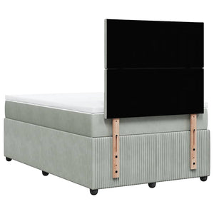 Κρεβάτι Boxspring με Στρώμα Ανοιχτό Γκρι 120x200 εκ. Βελούδινο - Pakobazaar