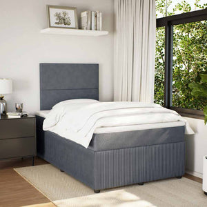 Κρεβάτι Boxspring με Στρώμα Σκούρο Γκρι 120x200 εκ. Βελούδινο - Pakobazaar