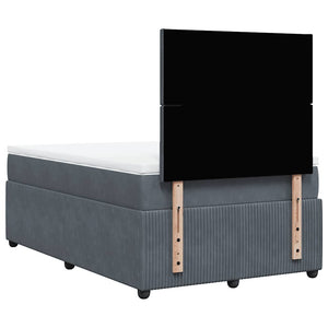 Κρεβάτι Boxspring με Στρώμα Σκούρο Γκρι 120x200 εκ. Βελούδινο - Pakobazaar