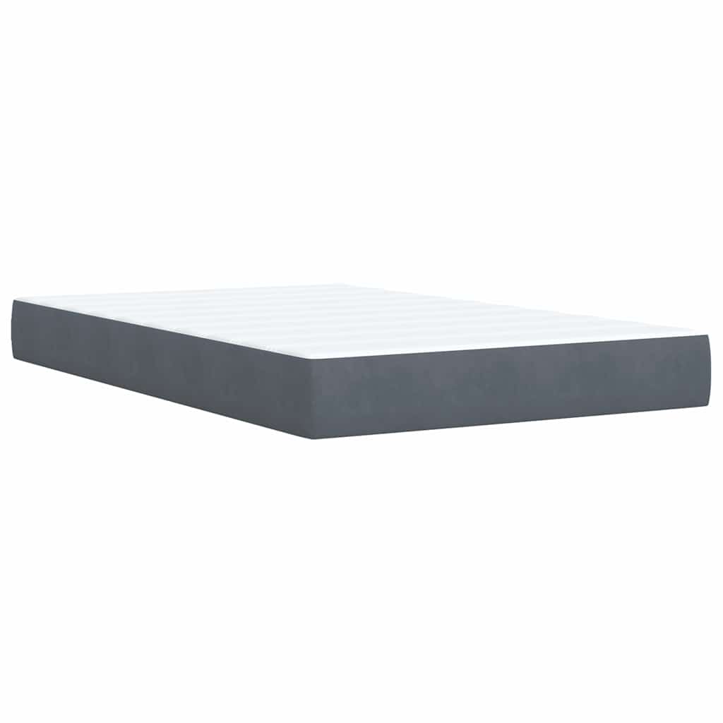 Κρεβάτι Boxspring με Στρώμα Σκούρο Γκρι 120x200 εκ. Βελούδινο - Pakobazaar
