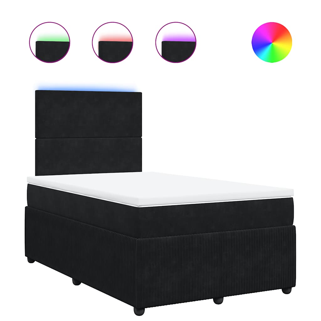 Κρεβάτι Boxspring με Στρώμα Μαύρο 120 x 200 εκ. Βελούδινο
