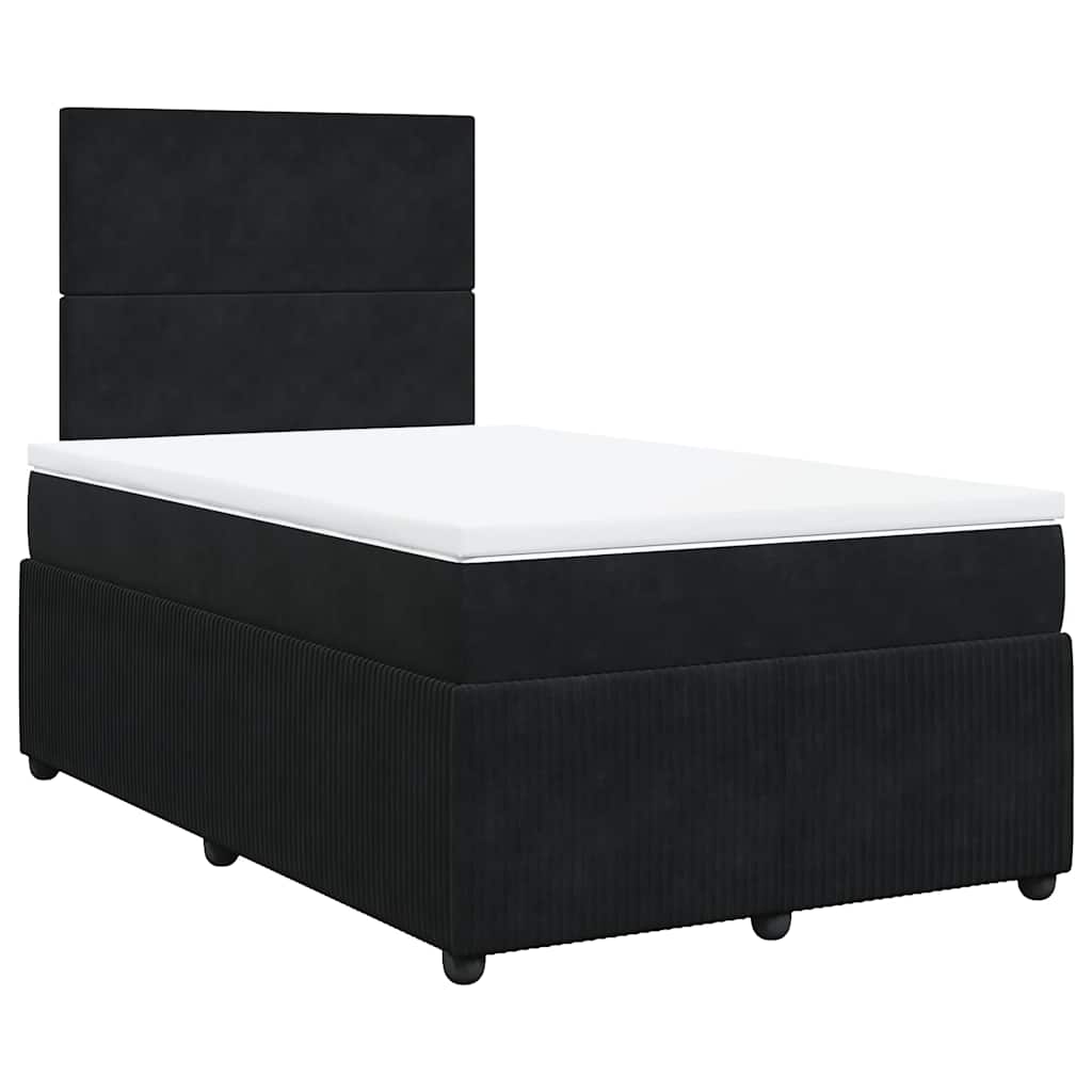 Κρεβάτι Boxspring με Στρώμα Μαύρο 120 x 200 εκ. Βελούδινο