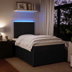 Κρεβάτι Boxspring με Στρώμα Μαύρο 120 x 200 εκ. Βελούδινο