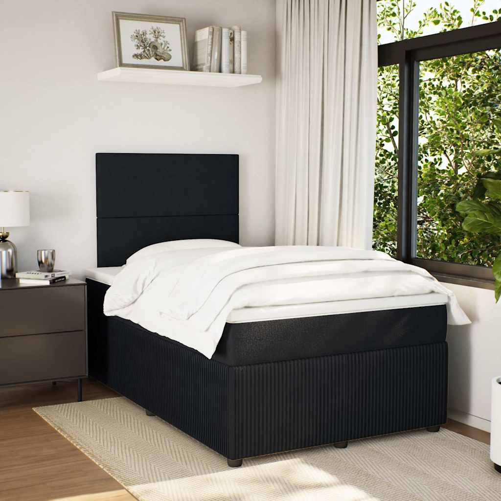 Κρεβάτι Boxspring με Στρώμα Μαύρο 120 x 200 εκ. Βελούδινο